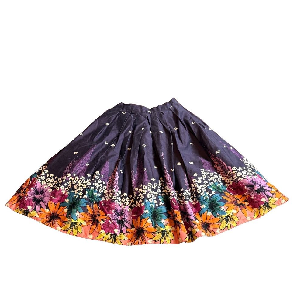 Women's Purple Floral Fairycore Full Circle Midi Skirt Lined‎ Tulle Cosplay UK 8